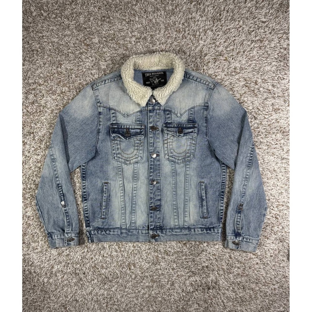 True Religion Jimmy Sherpa Denim Blue Jacket Men's Size Large